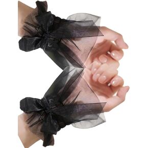 Lolita Lace Wrist Cuffs, Bow Hand Sleeves, Elastic Bracelets for Halloween, Wedding, Masquerade