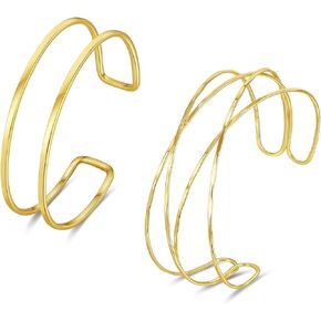 Dr's gift 2PC Arm Cuff Jewelry for Women Gold Upper Arm Cuff Set Adjustable Gold Bracelet Bangle Jewelry Gifts