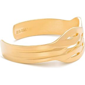 KA-TAL' Cuff Bracelet 14K Gold Plated Shiny Outside and Inside with Gift Pouch and Polishing Cloth