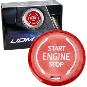 iJDMTOY Gloss Red Real Carbon Fiber Keyless Engine Start/Stop Push Start Button Cover Compatible with Chevrolet 2019-up Silverado Blazer, 20-up C8 Corvette, 21-up Suburban/Tahoe Trailblazer, etc