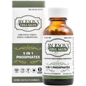 Jackson's 5 in 1 Phosphates Cell Salt (500 Pellets) - Certified Vegan, Lactose-Free Five Phosphate Combination
