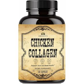 Chicken Collagen Capsules - Type II Collagen Nutritional Supplement for Joint, Skin & Bone Support - Non-GMO, Anti-Aging Dietary Supplements with Hydrolyzed Collagen Peptides - 120 Capsules