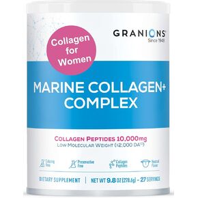 Marine Collagen Powder Supplement - 10g Type I Hydrolyzed Collagen Peptides with Natural Acerola Vitamin C Antioxidant- Pro-Aging Hair, Skin and Nails Vitamins for Women Supplements - 9.8oz