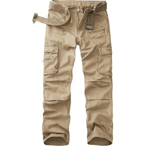 Cargo Pants for Men Relaxed Fit Work Pants Breathable Casual Pants with 8 Pockets No Belt