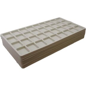 N'icePackaging 6 Qty Ivory-Tusk White 36 Slot Flocked Storage Tray Inserts - for Merchandise Jewelry & Organization