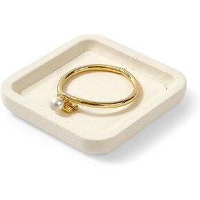 Microfiber Jewelry Trays Small Square Bracelet Necklace Ring Earring Organizer Tray (Beige)