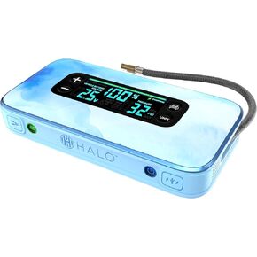 HALO Bolt Ultimate 3 Portable Car Battery Jump Starter | 130 PSI Air Compressor, 55.5Wh USB Power Bank, Large Display, Emergency Floodlight & Charger, Jumps Cars SUVs & Trucks, Inflates Tires — Blue