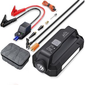 6000A Car Battery Jump Starter Portable Charger with150PSI Tire Inflator Air Compressor,Air Pump and PD100W Fast Charge,1200LM Lights,12V Battery Booster Pack,Jump Box (for All Gas/12L Diesel)