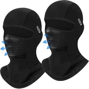 Eurzom 2 Pcs Summer Balaclava Face Mask with Glasses Holes Shiesty Mask Breathable Cooling Mesh Neck Gaiter UV Protection Full Head Scarf Face Cover for Men Women Motorcycle Cycling, Black