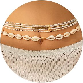 Seashell Waist Chain for Women Layered Boho Cowrie Shell Belly Chain Coloful Waist Beads Sexy Bikini Body Chain Summer Beach Hawaii Jewelry Accessories for Her