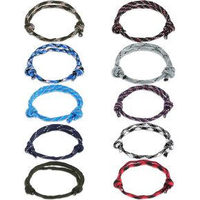 10 Pcs Nautical Braided Rope Bracelet Assorted Colors Braided Rope Bracelet Set Handmade Navy Cord Bracelet Adjustable Wave String Bracelets Friendship Bracelets for Men Women