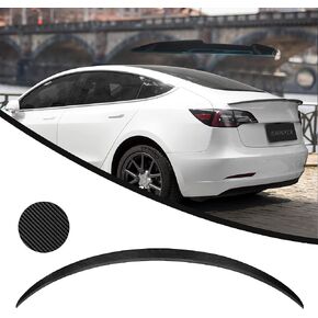 Model 3 Real Dry Carbon Fiber Rear Spoiler Compatible/Replacement for A Style Car Trunk Spoiler,Fit for Tesla Model 3 A Style 2018-IN 1 Pcs/Set