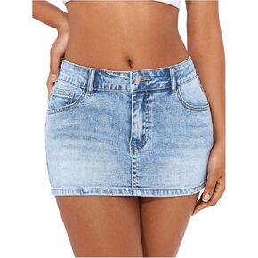 SOLY HUX Women's Summer Denim Skirt Casual Going Out Bodycon Mini Jean Skirts with Pockets