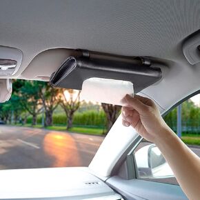 BANCHELLE Car Tissue Holder, Hanging Paper Towel Clip, PU Leather Tissue Box, Paper Carton, Paper Towel Box, Black