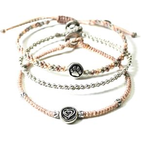 Wakami New World Handmade Boho Friendship Bracelets Set of 3 | Braided Indie Bracelets for Women and Men | Handmade by Artisans, Waterproof Waxed Thread, Glass Beads, Sliding and Button Closure