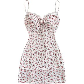 Milumia Women's Summer Ditsy Floral Mini Dress Backless Tie Short Sun Dresses