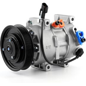 A/C Compressor Fit for Hyundai Accent, for Kia Rio 2012-2017 1.6L L4 Air Compressor with Clutch CO 20765C Automotive Replacement AC Compressor Clutch Kit 977011R100, 977011W600