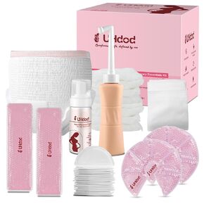 UHdod Postpartum Essentials Recovery Kit, Postpartum Kit for Women After Birth Labor Delivery Postpartum Care Kit, Disposable Underwear Cold Pads Cooling Foam Peri Bottle Nursing Pads Breast Ice Packs