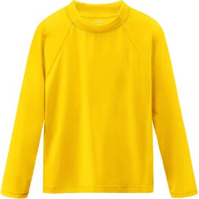 الأولاد قمصان تسبح طويلة الأكمام بحراسة شمس حماية شمس UPF50+ T Rashguard Swimwear صيد مياه القمصان الجافة شاطئ بارد لصالح شباب الأطفال الزنجبيل الصفراء الحجم 10-12