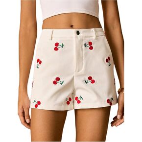 MakeMeChic Women's Cherry Shorts Straight Leg Summer Shorts with Pocket in Kuwait