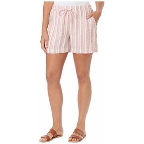 Briggs Ladies' Linen Blend Pull-On Short (Pink Stripe-XXL)