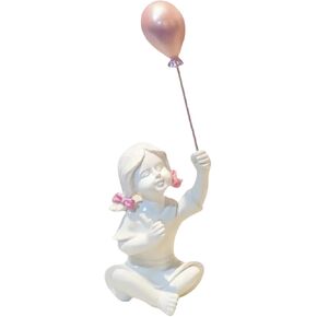 DiliComing Girl with Balloon Statue-Resin Sculpture Home Décor, Collectible Figurines for Living Room, Modern Unique Gift for Decoration