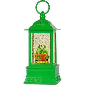 القديس باتريكز ديكورات الثلج الثلج ، سانت باتريكز يوم إضاءة اللمعان gnome snowglobe فانوس