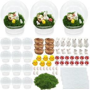 Cinrobiye 12 Set Easter Snow Globe DIY Craft Kits，Make Your Own Bunny Rabbit Plastic Egg Snow Globes, Spring Holiday Arts & Crafts for Home Family Party Decor Classroom Activities