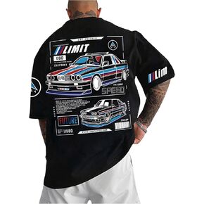SOLY HUX Men's Graphic Tees Letter Car Print Short Sleeve T Shirt Streetwear Summer Tops