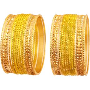 Touchstone "Metallic Colorful 2 Dozen Bangle Collection Indian Bollywood Textured Jewelry Bangle Bracelets Set of 24 in Antique Gold Tone for Women