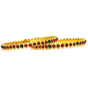 Dreams@ Bharatnatyam traditional Indian Bangles For Dances And Wedding Simple Elegant Red And Green Kemp Stone For Women.