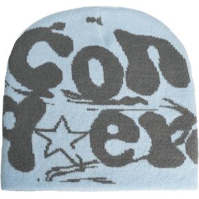 Fashion Knitted Hat Beanie Hip-Hop Street Style Jacquard Cap with Conquer Graphic One Size Fits Most