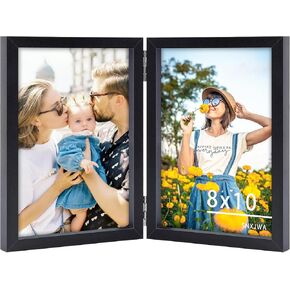 5x7 Picture Frames Double Black Photo Frame Folding Vertical Stand Display Side by Side