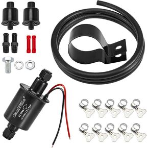CarBole 5-9 PSI Fuel Pump with 5/16" ID Fuel Hose Set, Low Pressure Electric 12V Inline gasoline Pump for Carburetor Generator Lawn Mower Transfer Gas Diesel