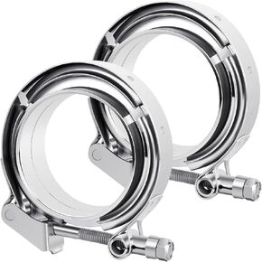MuHize 3.5 Inch Exhaust Clamp - Heavy Duty 2Pcs 304 Stainless Steel V Band Flange Clamps with Male Female for Turbo, Downpipe, Muffler, Automotive Systems