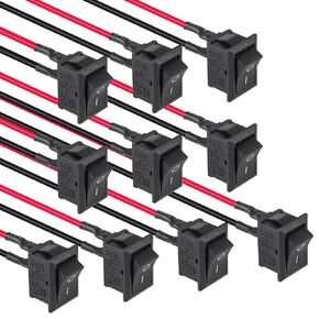 10PCS Mini Rocker Switch 12V 20A T85 2 Pin SPST Small ON Off Switch 120V 10A Rocker Toggle KCD1 Pre-Wired Black for Automotive
