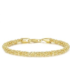 14K Gold Bracelets for Women & for Men Byzantine Link Chain Charm Bracelet for Womens & for Mens Non Tarnish Secure Lobster Clasp Jewelry 5 Sizes (6.5" 7" 7.5" 8" 9")