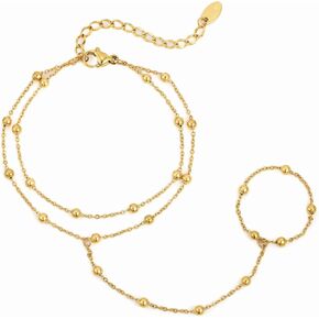 Gold Bracelets Jewelry for Women - 18K Gold Plated Hand Chain Ring Bracelet,Adjustable Dainty Chains Stainless Steel Non Tarnish Summer Trendy Gift,Christmas Birthday Holiday Gifts for Her Girlfriend