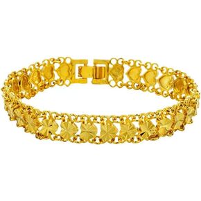 Gold bracelet, women's heart-shaped bracelet Cuban chain, fashionable jewelry women's wife gift mesh chain daughter surprise gift 18K gold