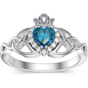 10K 14K 18K GOLD CELTC KNOT GEMSTONE RING CLADDAGH FOR WOMER IRISH HEARR HEART CLADDAGH RING RING RING لزوجتها
