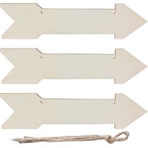 Rustic Arrow Wooden Sign Arrow Hanging Wood Wall Art Unfinished Ornaments for Christmas Wedding Birthday Party Decoration 3Pack