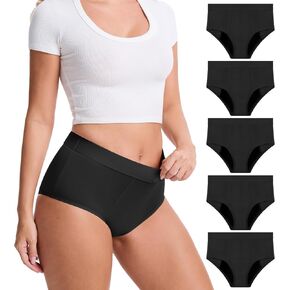 ToVii Leak Proof Period Underwear for Women Heavy Flow Period Panties High Waist Washable Incontinence Underwear Women 5-Pack