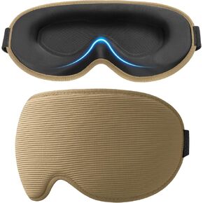 Gritin 100% Blackout Sleep Mask for Women & Men - Zero Eye Pressure Eye Mask for Side Sleepers, 3D Cutout Movement Friendly, Ultra Soft & Comfortable Blindfold - 2 Ear Plugs Included-Brown