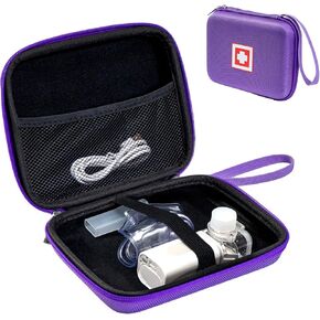 Gealaek Protective Carrying Case for Portable Nebulizer, Travel Medical Bag with Hard Shell for Inhaler Spacer, Masks, Asthma Accessories Emergency Medicine Storage Bag for Kids and Adults (Purple)