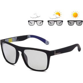 Photochromic Polarized Driving Sunglasses Men Square Matte Frame Eyewear Outdoor Sport Cycling UV Protection Glasses