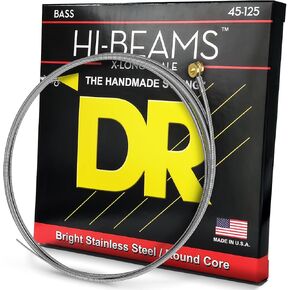 DR Strings HI-BEAMS - Stainless Steel 5-String Bass Guitar Strings X-long Scale, 45-125, Round Core