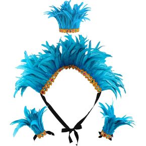 شال ريشة من الطوب الكريستال وزوج واحد من الأصفاد المعصم و 1 رأس من ماردي غرا كيب أزياء الملحقات in Kuwait