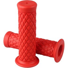 Motorcycle Handles Grips - Non Slip Rubber Motorcycle Grips for Harley Honda Yamaha Suzuki Kawasaki (Red-1)