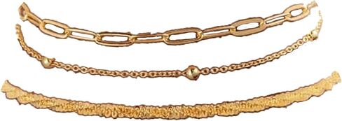 Gold Ankle Bracelets for women,14k Gold/Silver Plated Waterproof Layered Cuban Link Figaro Heart Anklet Pearl Ankle Bracelets Set for Summer Vacation Jewelry in Kuwait