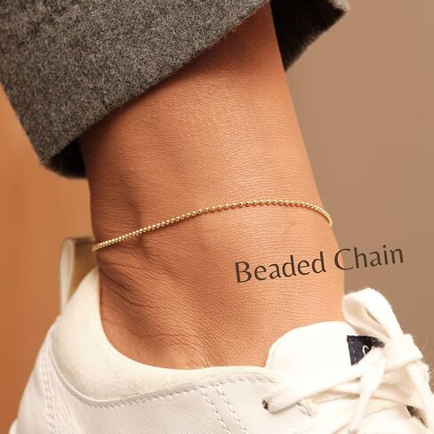 18K Gold PVD Coating Stainless Steel Herringbone Anklet Snake Chain Anklet Gold Chain Anklet 2 in 1 Double Chains Anklet Summer Anklet Beach Anklet For Women in Saudi Arabia